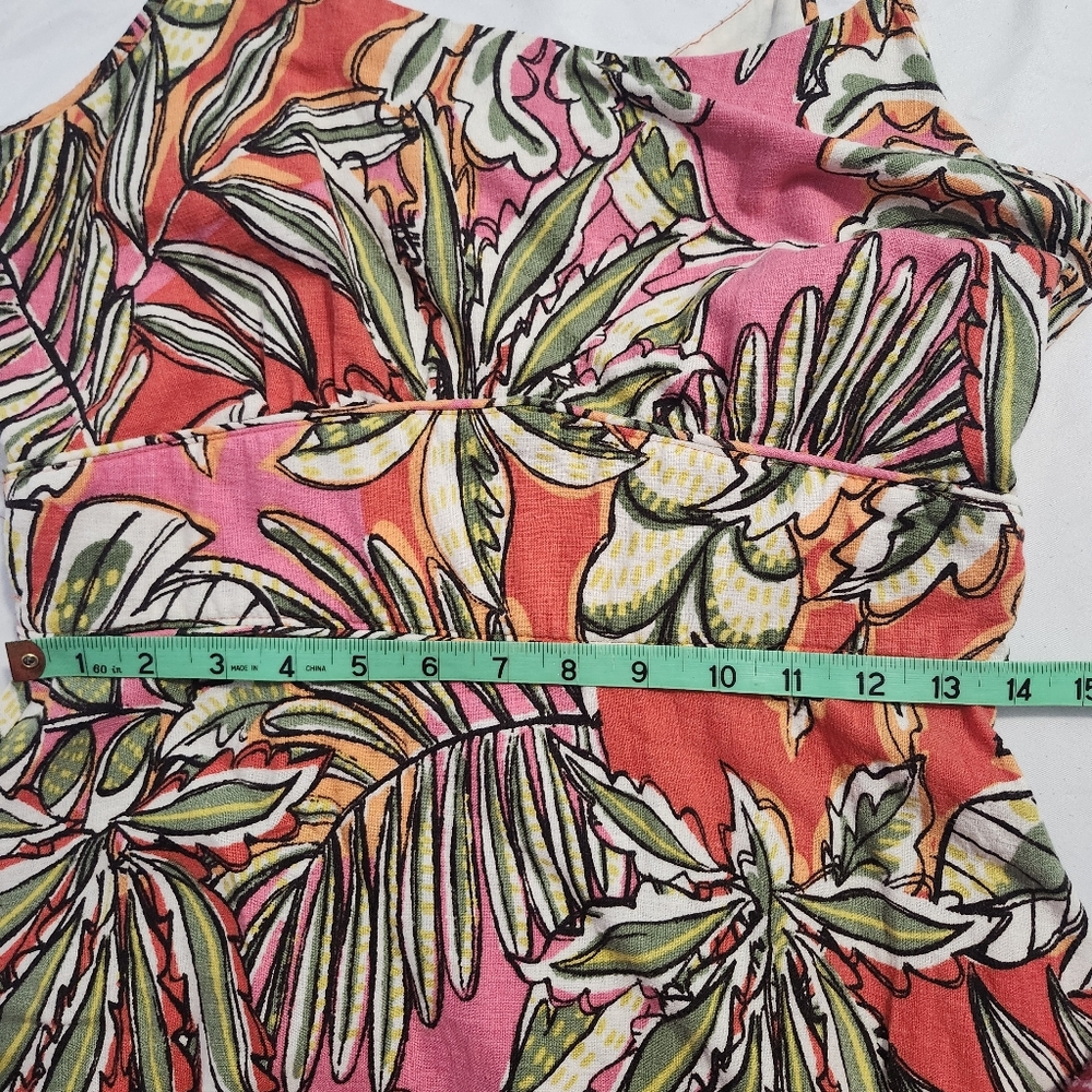 C&C California Women's Medium Tropical Print Strapless Maxi Dress Linen Blend - Picture 10 of 13